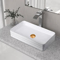 Strictly Sinks 19 Inch Bathroom Vessel Sink – Rectangular White Porcelain Ceramic Countertop Bathroom Sink – Easy to Install Above Counter Luxurious Vessel Sink for Bathroom (19-3/4″ W x 16″ L x 6″ H)