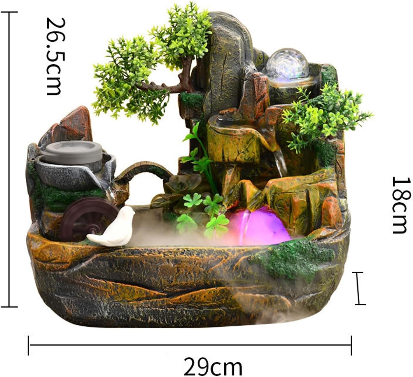 Tabletop Fountain Living Room Fish Tank, Home Rockery, Fountain, and Water Dispenser Decoration, Zhaocai Landscape, Office Desktop Decoration Desktop Fountain (Size : Small)