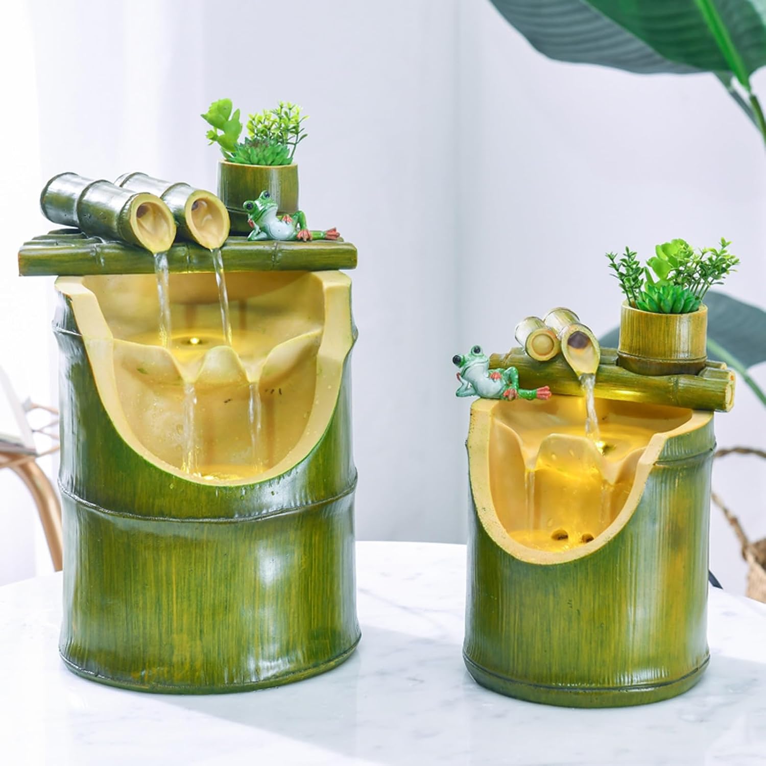 Tabletop Fountain Fountain and Flowing Water Decorations, Circulating Water Living Room, Office Desktop Decoration Decorations, Green Natural Desktop Decorations Desktop Fountain (Color : B)