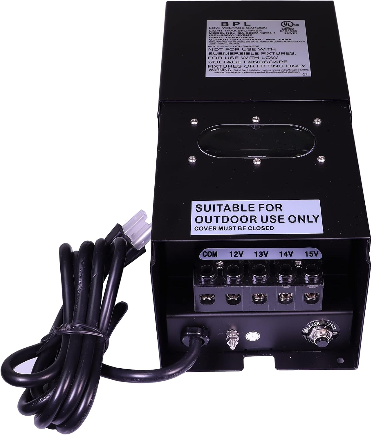 Best Pro Lighting 300W Watt Transformer Low Voltage Landscape Multi Tap 120 Volt AC to 12-15 Volt - Lighting Indoor/Outdoor Weatherproof Power Pack w Digital Timer Photocell Sensor - Black Metal Case