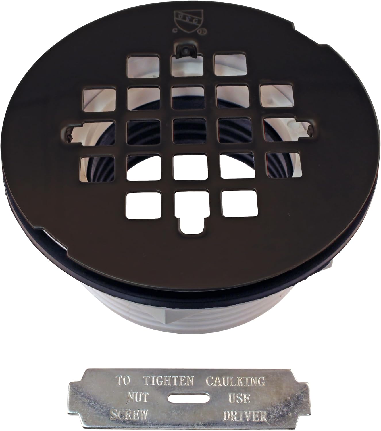Westbrass D206P-50-12 2' No-Caulk PVC Compression Shower Drain with 4-1/4' Round Grid Cover, Oil Rubbed Bronze (50-Pack)