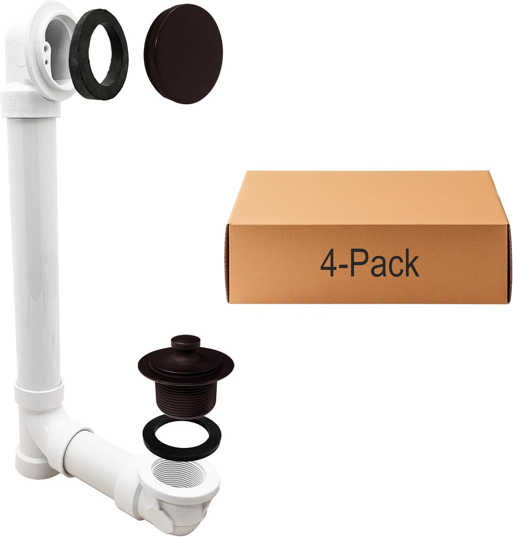 Westbrass 494244H-4-12 SCH. 40 PVC Bath Waste & Overflow Assembly with Illusionary Faceplate and Lift & Turn Drain Plug, 4-Pack, Oil Rubbed Bronze