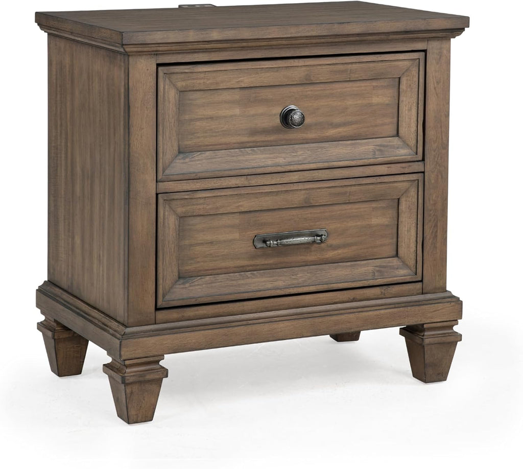 New Classic Furniture Mariana 5-Piece Wood King Bedroom Set with 2 Nightstands, Vintage Mocha