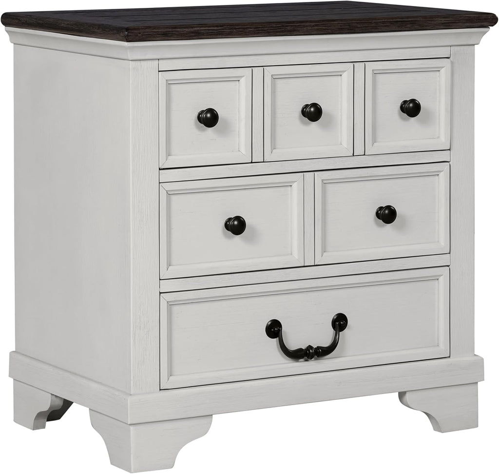 Furniture of America Roden Modern Solid Wood 5-Piece Bedroom Set with Storage Footboard, USB Chargers on Nightstand, Drop Handle Pulls, No Box Spring Needed, King, White