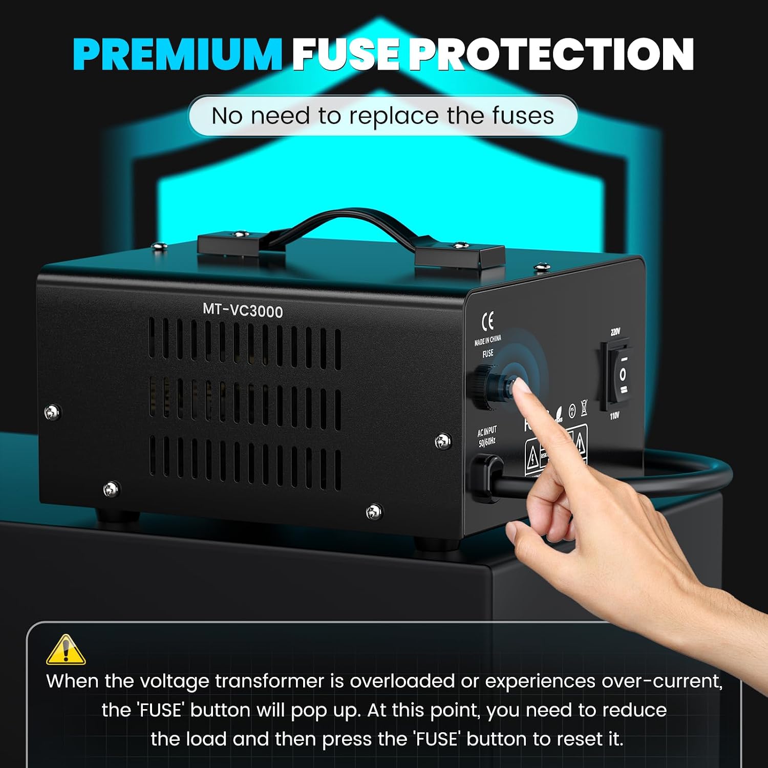 3000W Voltage Converter Transformer(110V to 220V or 220V to 110V) Step Up/Down Converter 110/120 Volt - 220/240 Volt w/US Power Cord,Circuit Breaker Protection, LCD Screen Display