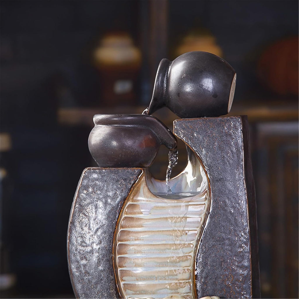 Tabletop Fountain Tabletop Water Fountain Home Décor Soothing Sound Machine with Automatic Pump Ceramic Water Fountain