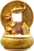 Tabletop Fountain Golden Koi Fish Desktop Fountain Waterfall Decoration with Light Portable Tabletop Decorative Fortune and Good Luck Meditation for Office Living Room Craft(Large)