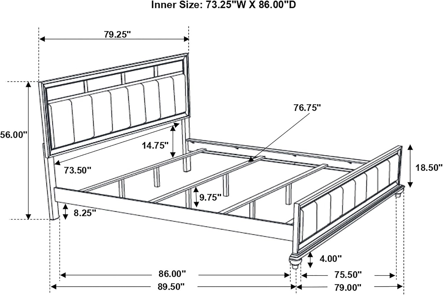 Coaster Home Furnishings Barzini Modern Classic 5-Piece Bedroom Set Leatherette Upholstered California King Size Panel Bed Frame 56-inch Headboard White 205891KW-S5