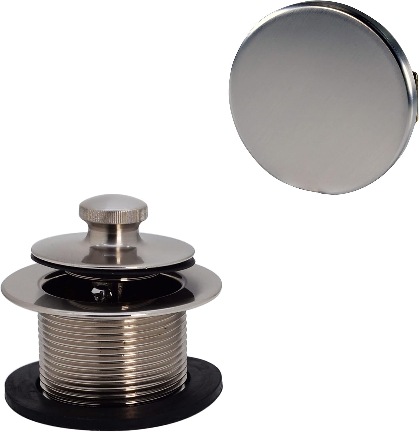 Westbrass A321H-07 14' Brass Bath Waste & Overflow Assembly with Twist & Close Drain Plug and Illusionary Faceplate, Satin Nickel