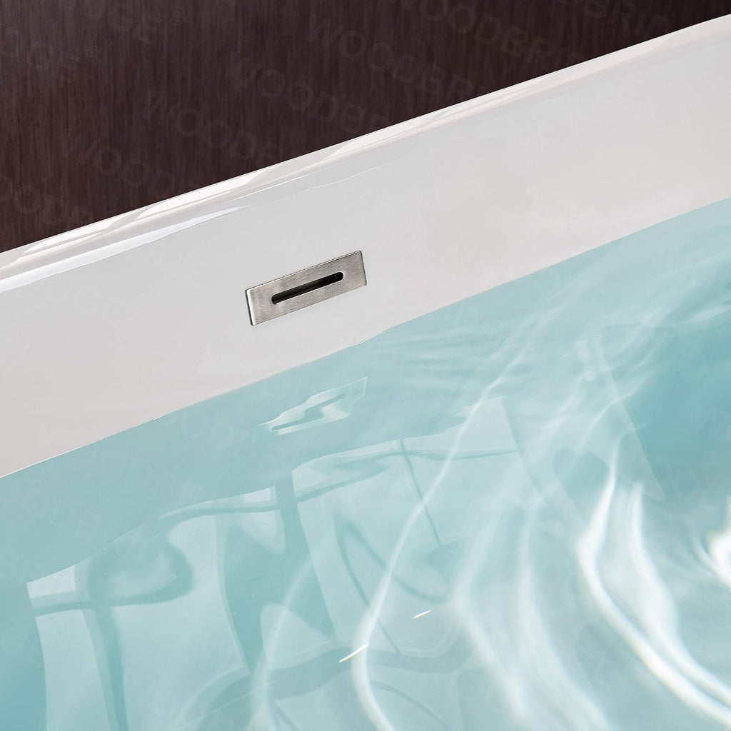 WOODBRIDGE 54' Acrylic Freestanding Bathtub Contemporary Soaking White Tub with Chrome Overflow and Drain,B1702-CH
