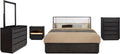 Coaster Home Furnishings - Leandro - Wood - 5-Piece Bedroom Set with Wingback Design, Tufted Detail and Recessed Pulls - Bedroom - Queen Size - Burnished Black - 222491Q-S5