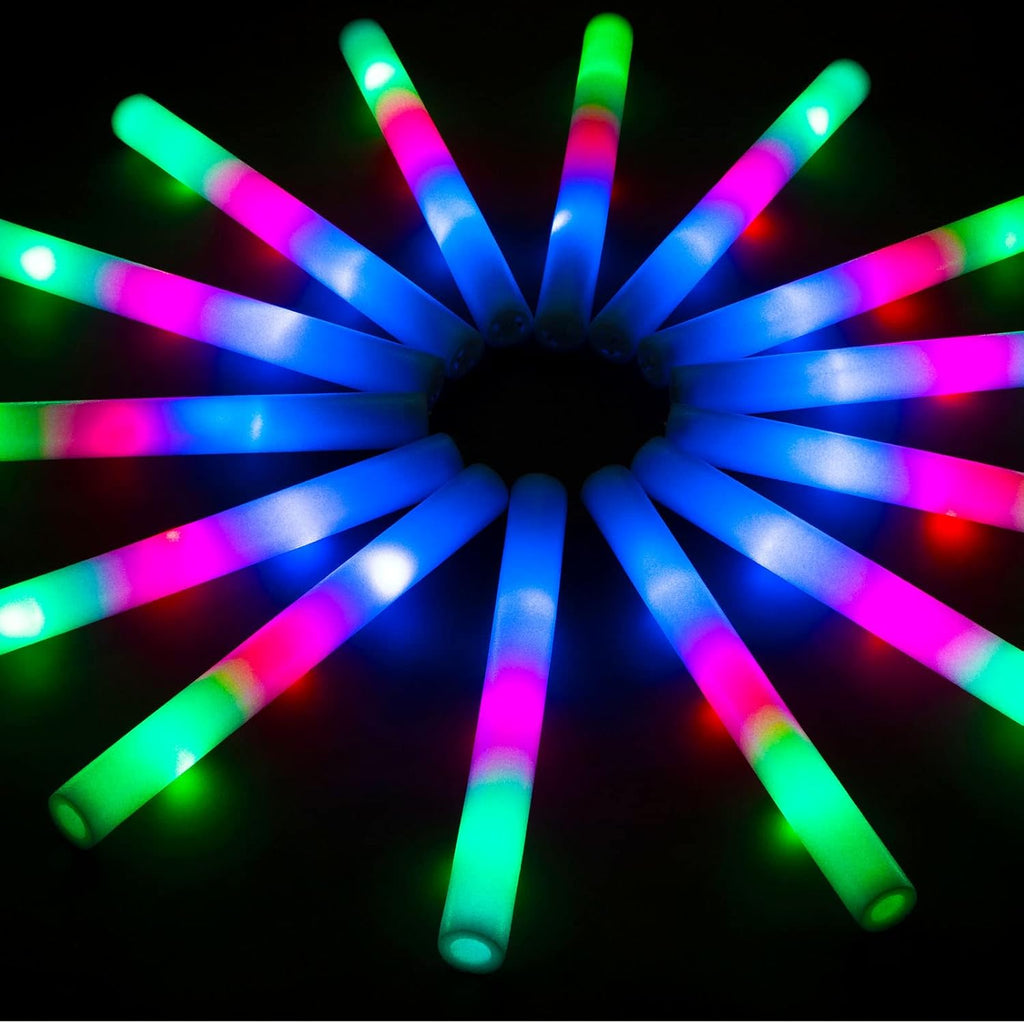 SHQDD 174PCS LED Foam Glow Sticks, Foam Light up Sticks Bulk Party Pack with 3 Modes Colorful Flashing, Glow in The Dark Party Supplies for Parties, Wedding, July 4th, Birthday,Raves,Concert,New Year