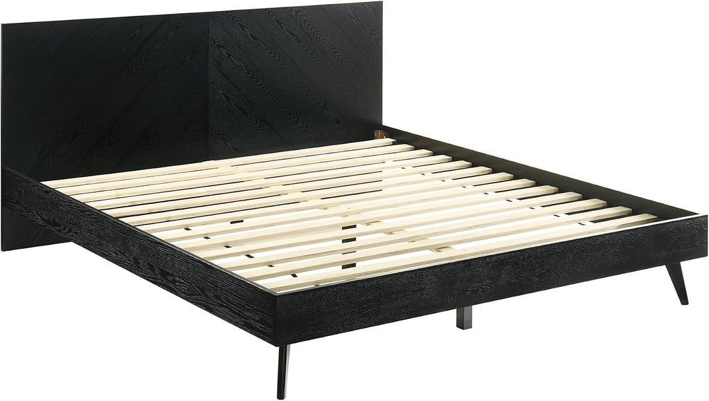 Armen Living Petra King 3 Piece Wood Bedroom Set in Black Finish