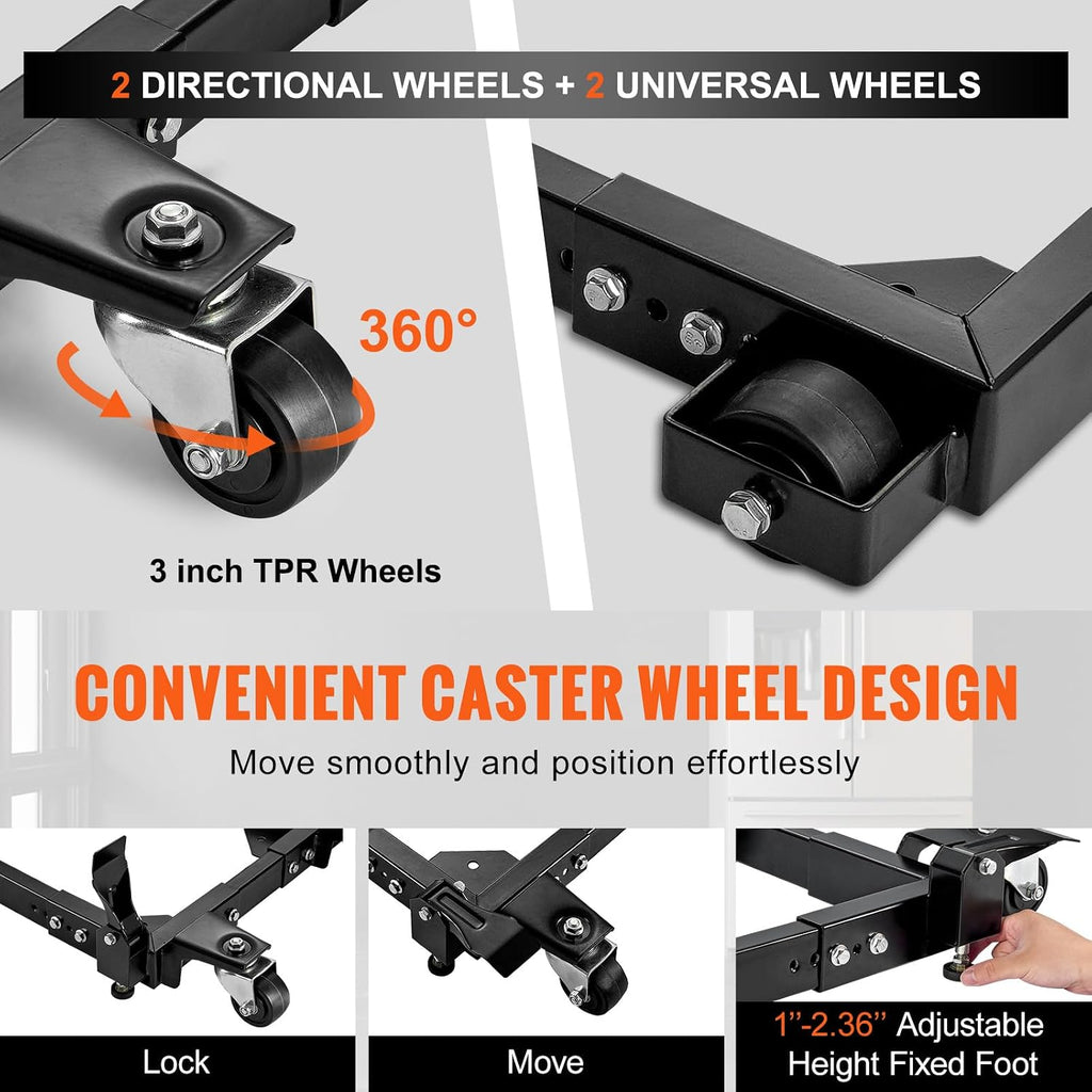 VEVOR Mobile Base, 1500 lbs Capacity, Adjustable from 18' x 24' to 26.5' x 31.5', Heavy Duty Universal Mobile Base Stand with Swivel Wheels, for Woodworking Equipment, Bandsaw, Power Tools, Machines
