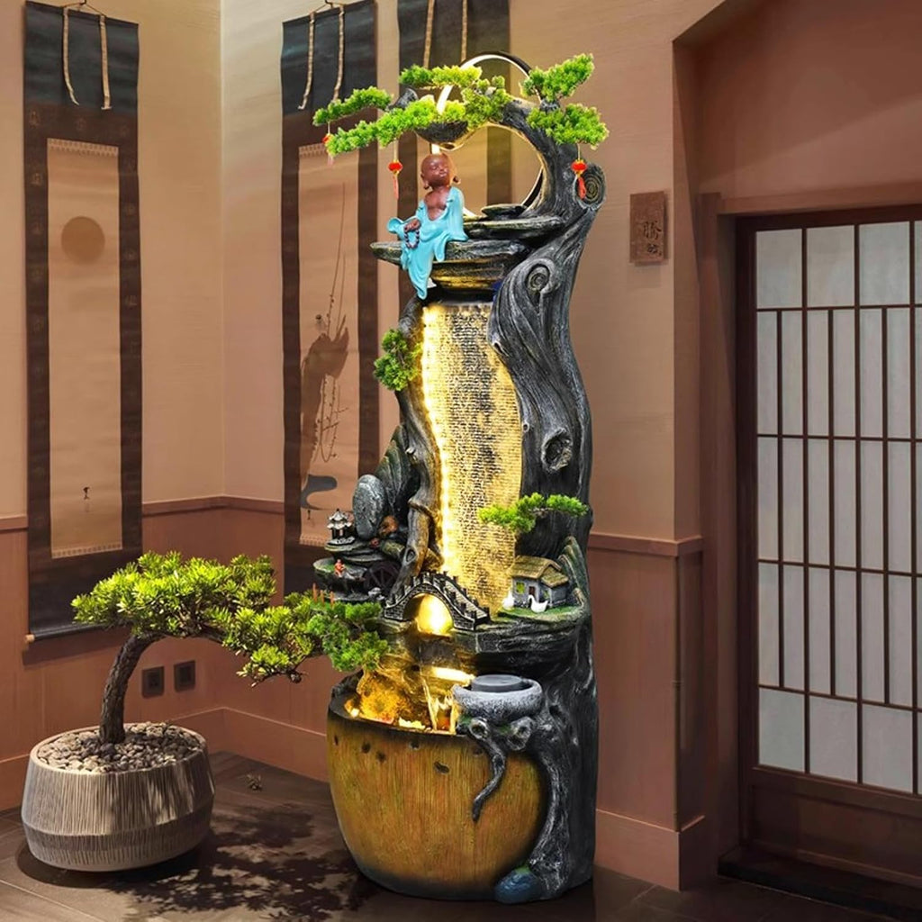 Tabletop Fountain Flowing Water Decorations Circular Floor Ceiling Living Room Office Rockery Housewarming Gift Decorations Pastoral Scenery Floor Ceiling Decorations Desktop Fountain