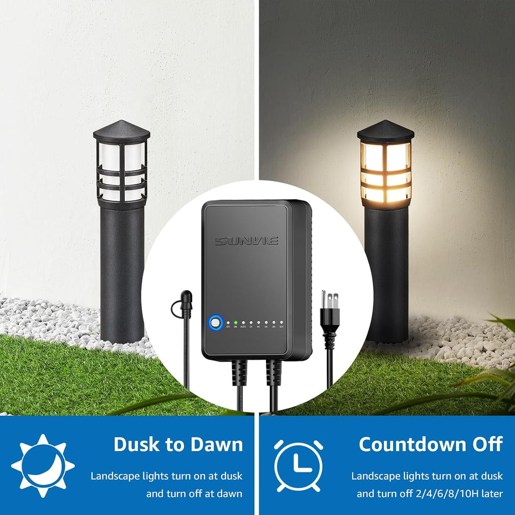 SUNVIE All-in-One LED Landscape Lighting Kit, 8-Pack Low Voltage Pathway Lights with Transformer and 100FT 16/2 AWG Wire, 3000K Waterproof Landscape Lights with Connectors for Walkway Garden Yard