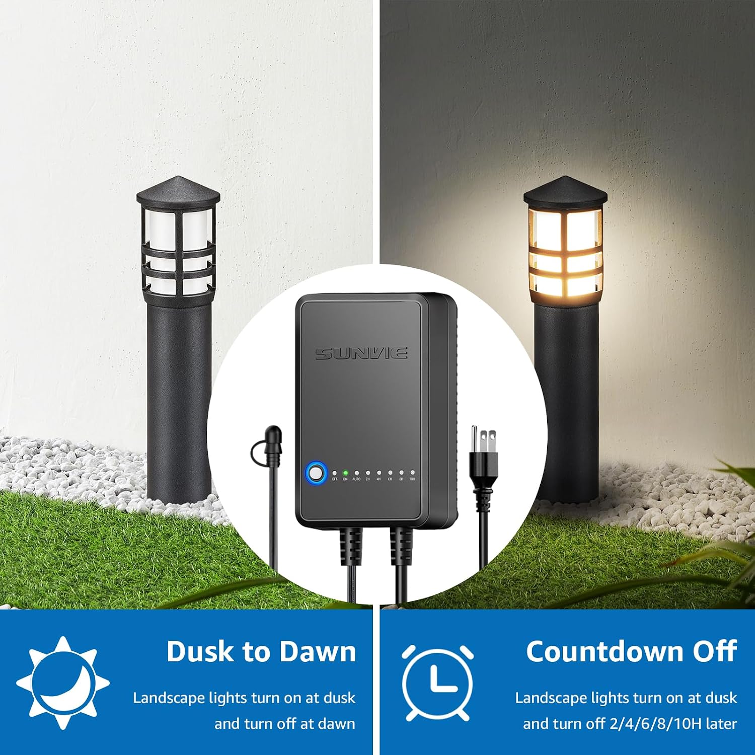 SUNVIE All-in-One LED Landscape Lighting Kit, 8-Pack Low Voltage Pathway Lights with Transformer and 100FT 16/2 AWG Wire, 3000K Waterproof Landscape Lights with Connectors for Walkway Garden Yard