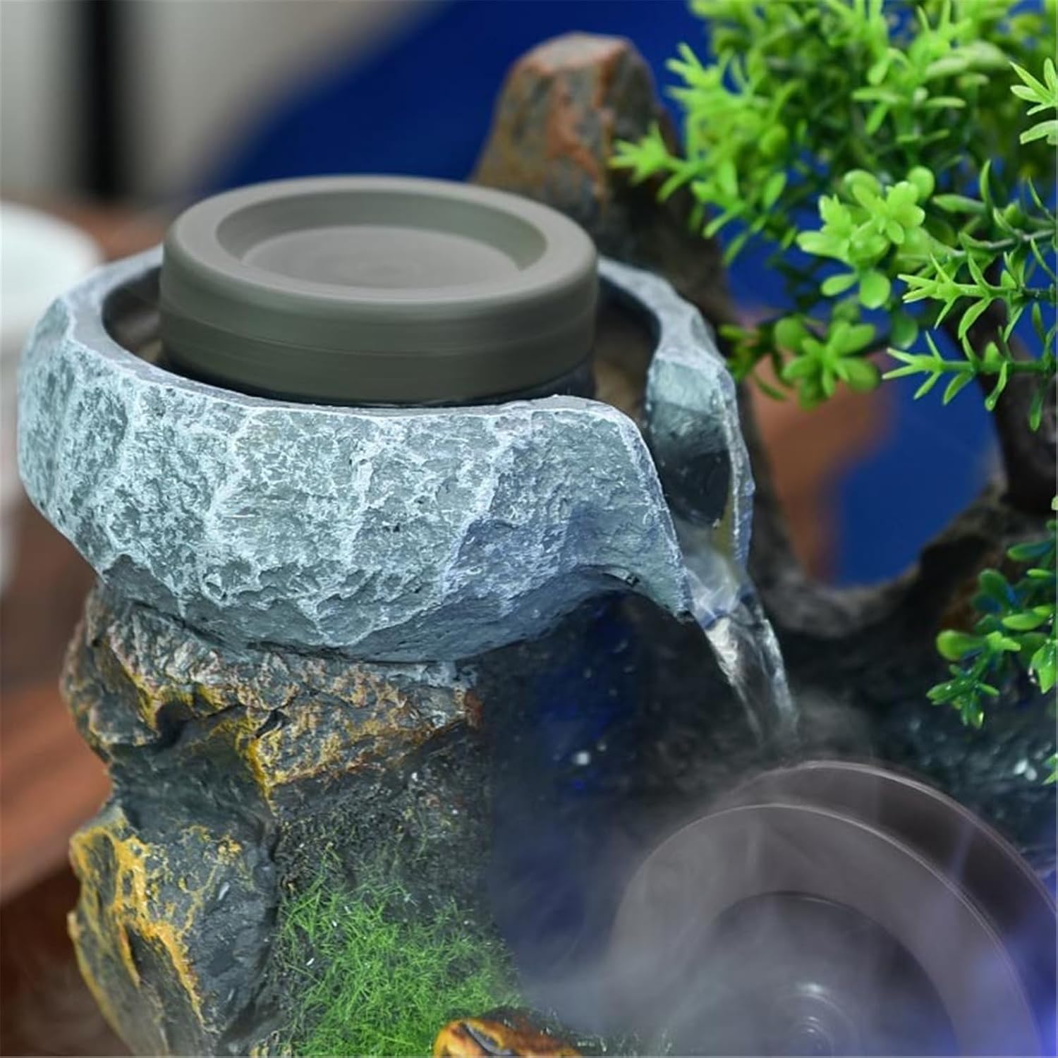 Tabletop Fountain Rockery Water Waterfall Plants Desktop Fountain Home Office Decorations