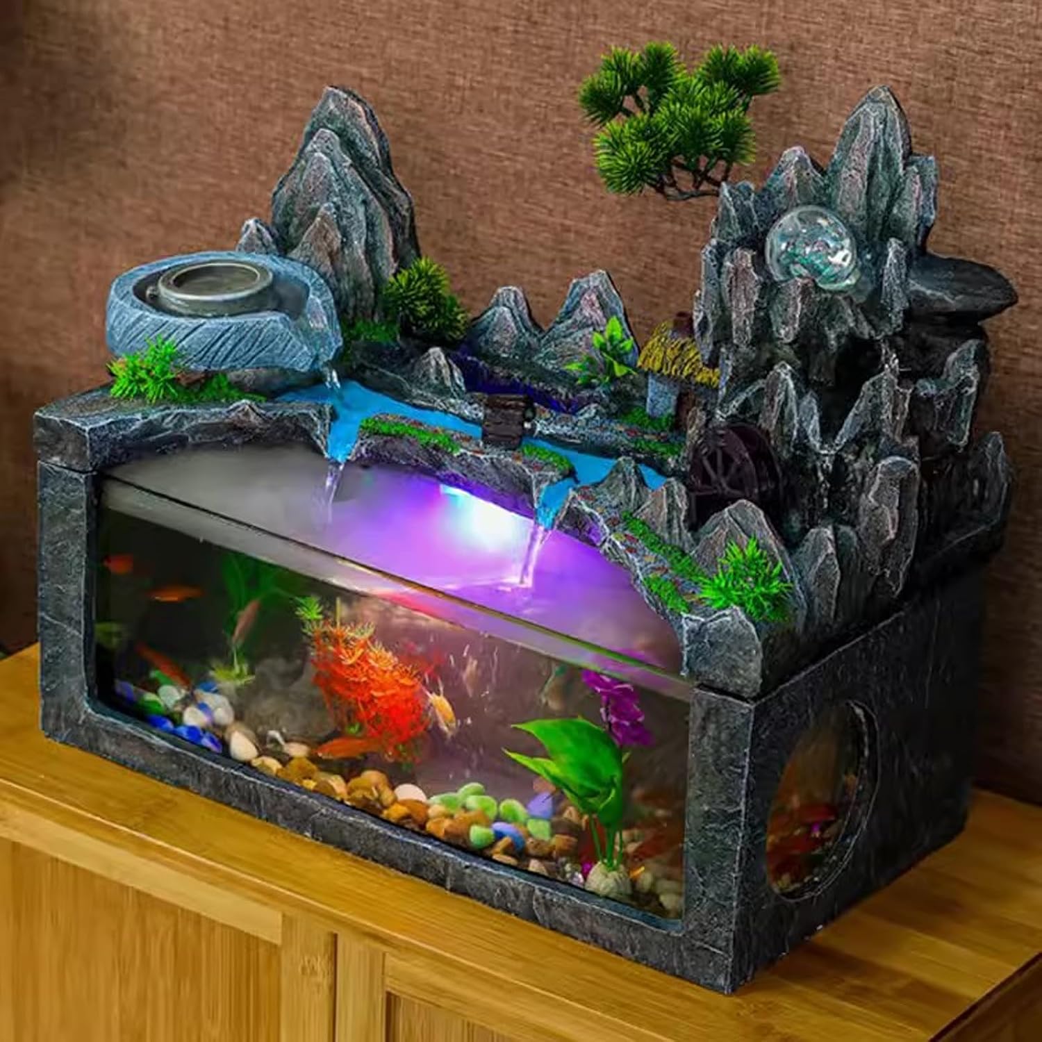 Tabletop Fountain Fish Tank Small Circulating Water Fountain Filter Living Room Tabletop Rockery Style Home Decoration Decorations Water Fountain