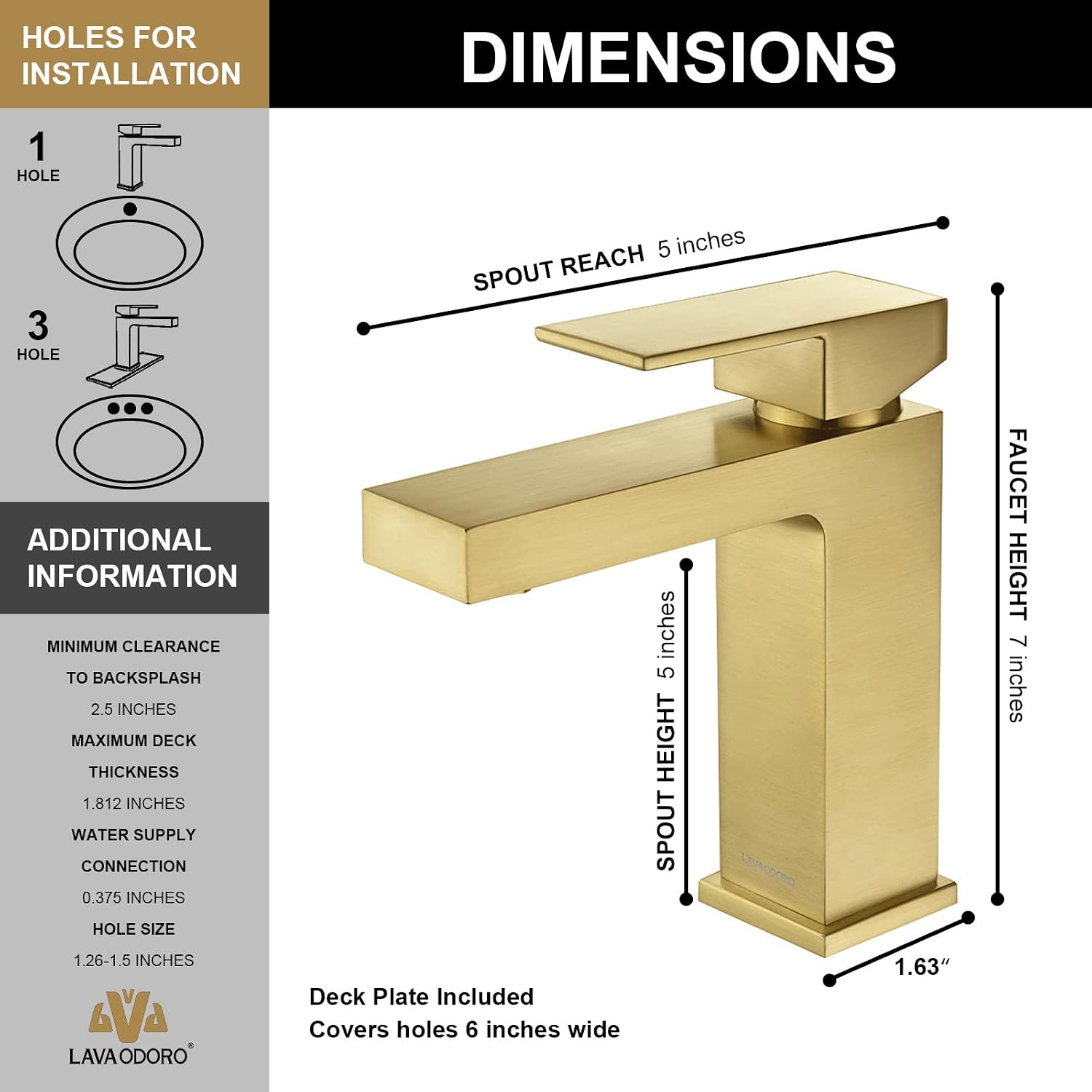 Lava Odoro 2-Setting Rainfall Shower Faucet Set and Bathroom Faucet Gold, Gold Shower Sytem with Rough-in Valve, Brushed Gold