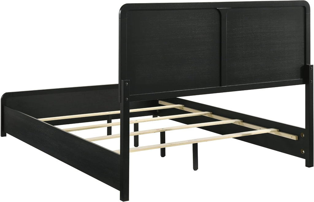 Coaster Home Furnishings - Cavelle - Wood - 4-Piece Bedroom Set with Panel Bed, Metal Knobs, and Upholstered Headboard - Bedroom - Queen Size - Black - 223661Q-S4