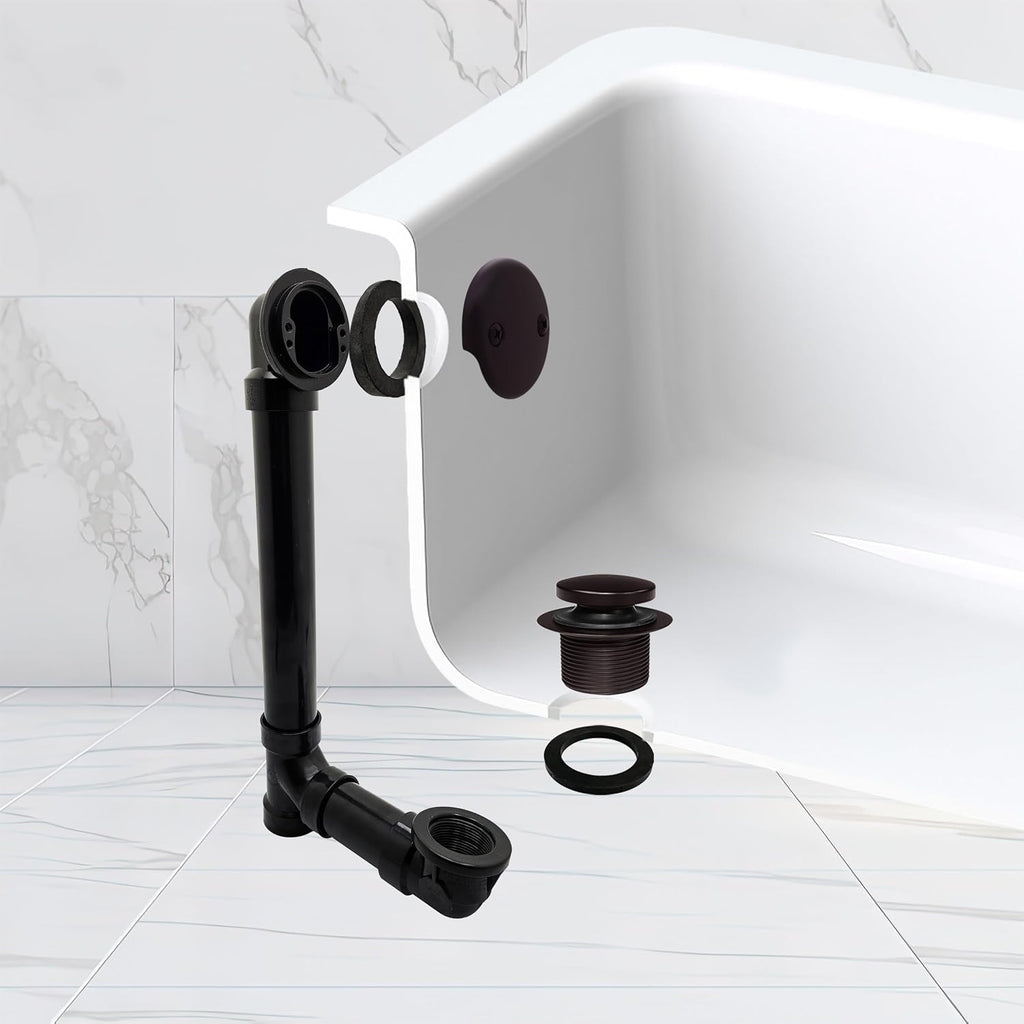 Westbrass D4931-4-12 1-1/2' x 12' Bath Waste & Overflow Assembly with Tip-Toe Drain Plug and 2-Hole Faceplate - Sch. 40 ABS Pipe, Oil Rubbed Bronze (4-Pack)