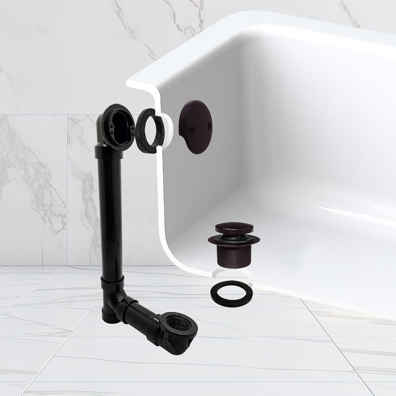 Westbrass D4931-4-12 1-1/2' x 12' Bath Waste & Overflow Assembly with Tip-Toe Drain Plug and 2-Hole Faceplate - Sch. 40 ABS Pipe, Oil Rubbed Bronze (4-Pack)