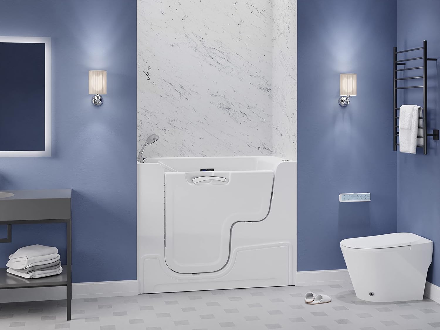 ANZZI Walk-In Bathtub 29 x 52 in Wheelchair Accessible Left Drain Acrylic Tub, Air & Whirlpool Jets, ADA Compliant Seat, Quick Fill Faucet, Heater, Aromatherapy, Chromatherapy, Auto Drain | 2953WCLWD