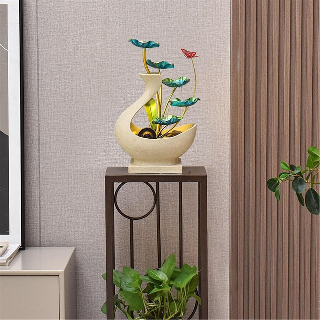 Tabletop Water Fountain Water Fountain 5 Tier Lotus Leaf Tabletop Fountain Relaxation Waterfall for Room Decoration Office Relaxation Meditation Fountain