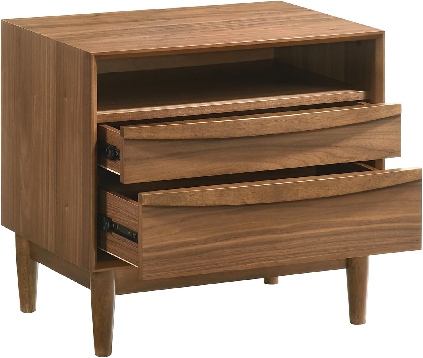 Armen Living Artemio Queen 4 Piece Wood Bedroom Set in Walnut Finish