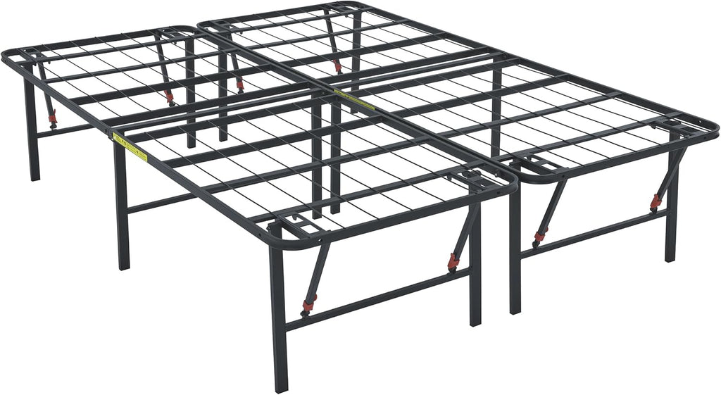 Amazon Basics Foldable Metal Platform Bed Frame with Storage Space, Sturdy Steel, No Box Spring Needed, 18 Inches High, Tool-Free Setup, Noise Free, King Size, Black