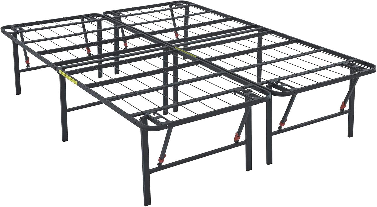 Amazon Basics Foldable Metal Platform Bed Frame with Storage Space, Sturdy Steel, No Box Spring Needed, 18 Inches High, Tool-Free Setup, Noise Free, King Size, Black