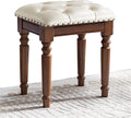 Vanity Bench with Padded Cushion, Vanity Chair Wooden Dressing Stool Bedroom Dressing Stool Piano Stool Reception Room Stool Small Dining Stool Oak Stool Legs(White)