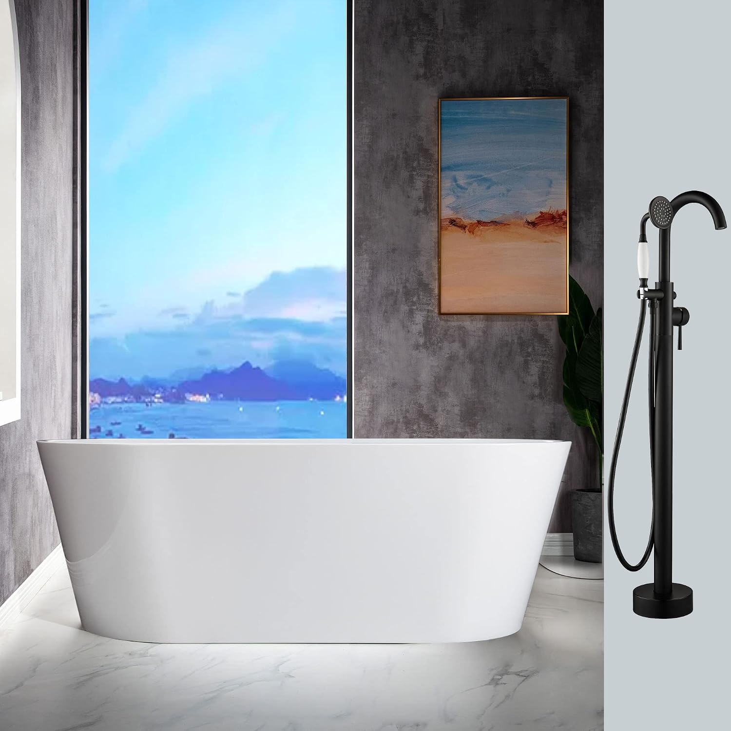 WOODBRIDGE BTA1513-MB-Drain &O+ F0006MBVT BATHTUB, MATTE BLACK