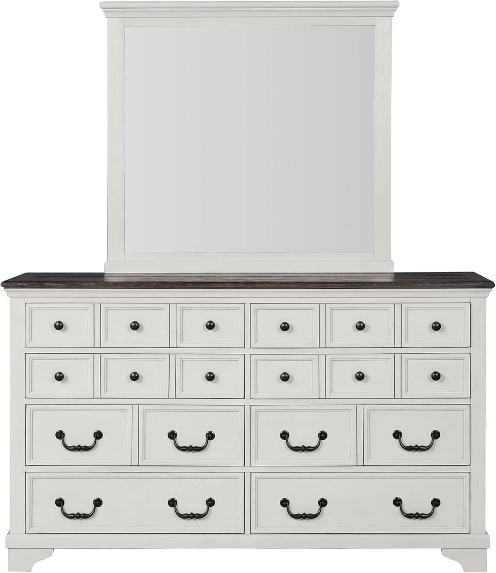Furniture of America Roden Modern Solid Wood 5-Piece Bedroom Set with Storage Footboard, USB Chargers on Nightstand, Drop Handle Pulls, No Box Spring Needed, King, White