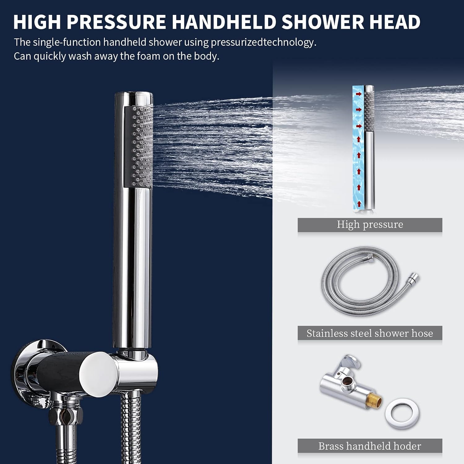 Rainfall Shower System with High Pressure 10 inch Head Hand Held Round Shower Head Bathroom Luxury Rain Mixer Shower Complete Combo Set Wall Mounted (Chrome)