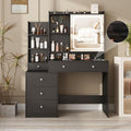 Halitaa Makeup Vanity with Led Mirror and Power Strip,Vanity Desk with Lots Drawers & Openable Mirror,3 Lighting Colors,Open Storage Shelves,Dressing Table for Bedroom,Black
