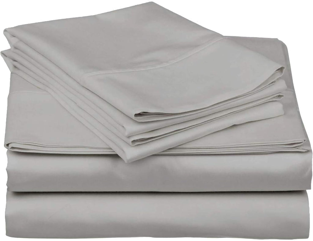 Cotton Home- 5 Pieces Split King Size Light Grey Color Sheet Set – Soft Quality Luxury 18 Inch Deep Pocket & Bedding Set with Flat Sheet, Fitted Sheet, 2-Pillow Covers(20' x 30')Inches
