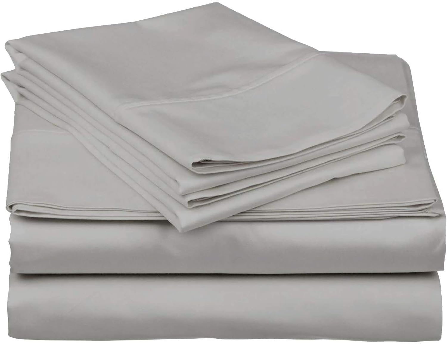 Cotton Home- 5 Pieces Split King Size Light Grey Color Sheet Set – Soft Quality Luxury 18 Inch Deep Pocket & Bedding Set with Flat Sheet, Fitted Sheet, 2-Pillow Covers(20' x 30')Inches