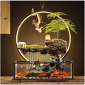 Waterfall Tabletop Fountain Flowing Water Lucky Ornament with Glass Aquarium and Lamp Ring Home Office Tabletop Decoration Indoor Fountain (Color : C)