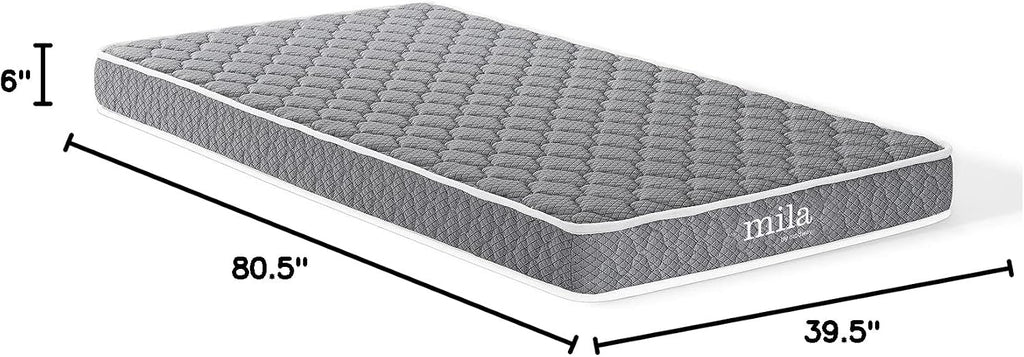 Modway Mila 6' Twin XL Mattress - Firm 6 Inch Twin XL Mattress - 10-Year Warranty White