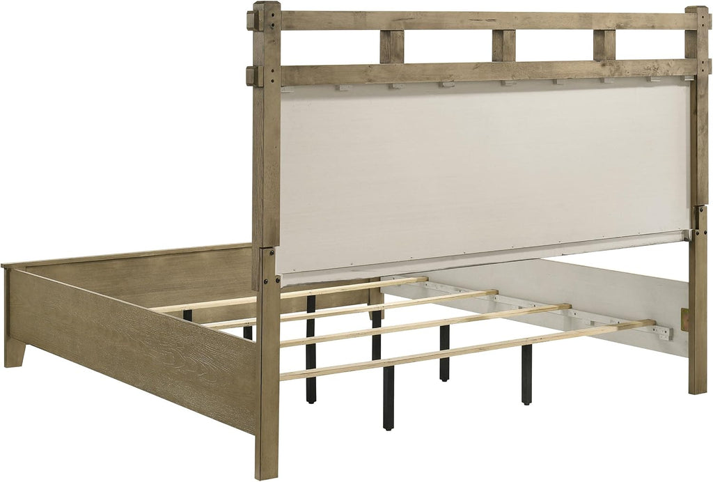 Coaster Home Furnishings - Hazlewood - Wood - 5-Piece Bedroom Set with Rustic Style, Slatted Headboard and Metallic Accent - Bedroom - Eastern King Size - Vineyard Oak - 207531KE-S5