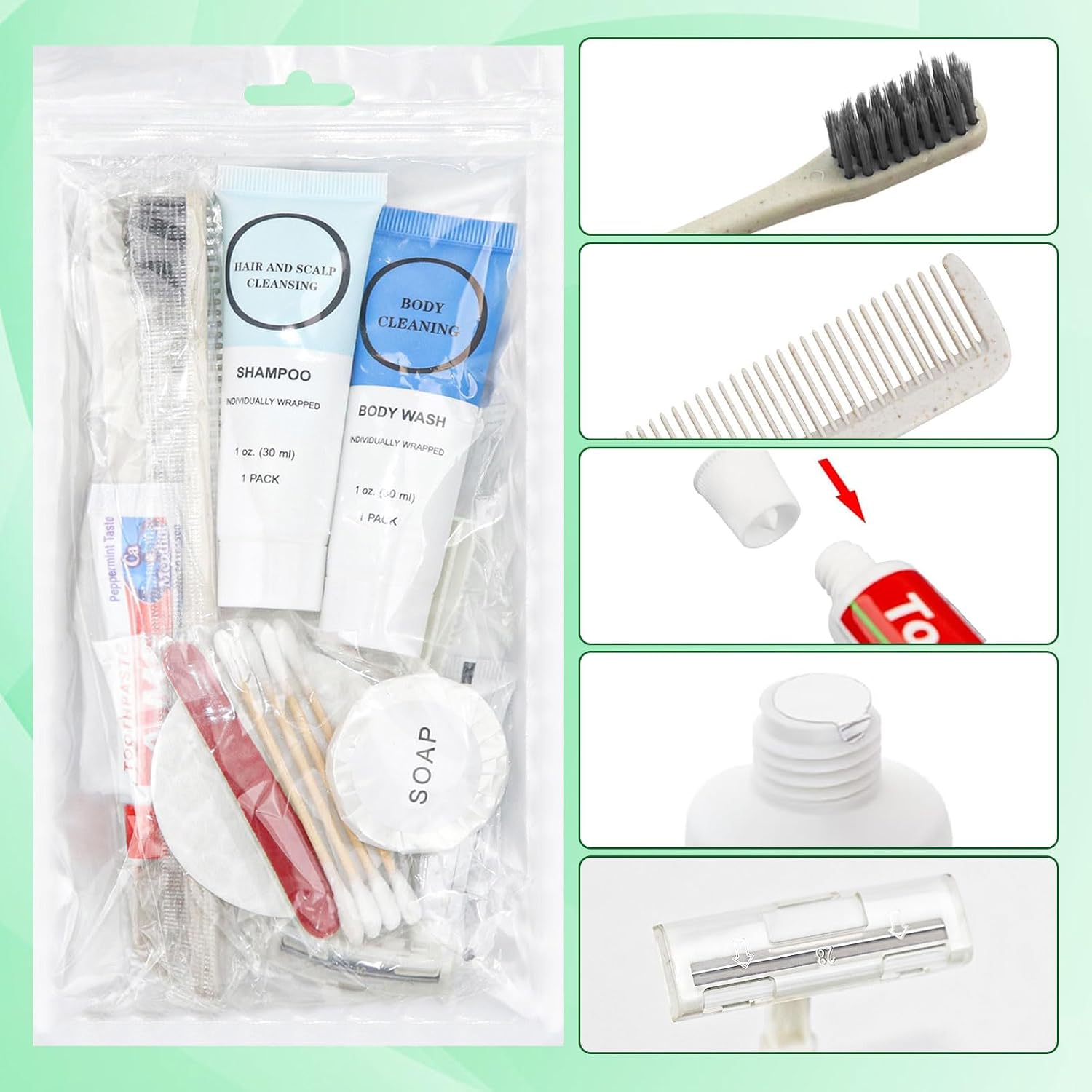 Toiletry Kits Homeless Personal Hygiene Care Package Kits Supplies In Bulk, Disposable Travel Size Essential Women Men Toiletries Set for Hotel,Charity,Camping,Travel (7.1 Inch, 100, Count)