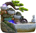 Tabletop Fountain Indoor Desktop Fountain Waterfall Zen Meditation Feature with Automatic Pump Artificial Trees and Illuminated for Home Office Bedroom Desk Décoration(Large)