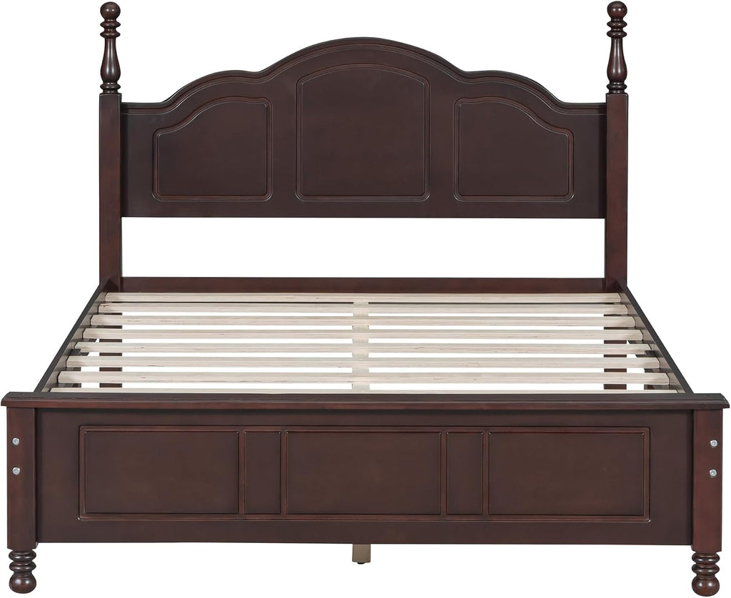 Harper & Bright Designs Platform Bed Frame Full Size with Headboard and Footboard, Mid Century Modern Wood Bed Frame with Underbed Storage for Kids Teens Adults, Classic Vintage Design, Dark Walnut