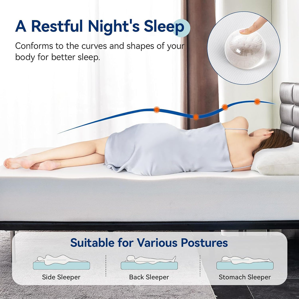 Amazon Basics Breathable Gel Memory Foam Mattress, Medium Firm, 10 Inch, King, White/Grey