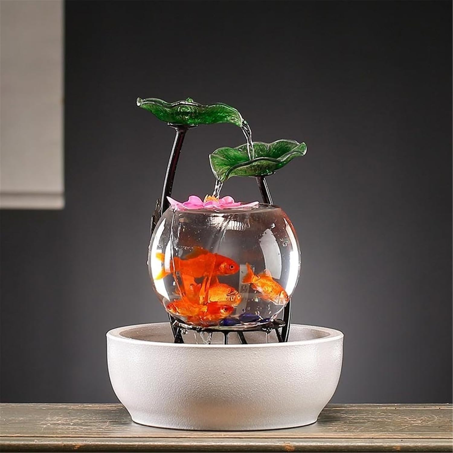 Indoor Waterfall Fountain Luxury-Style Fish Tank Water Ornament Tabletop Fountains Home Office Desktop Decorations