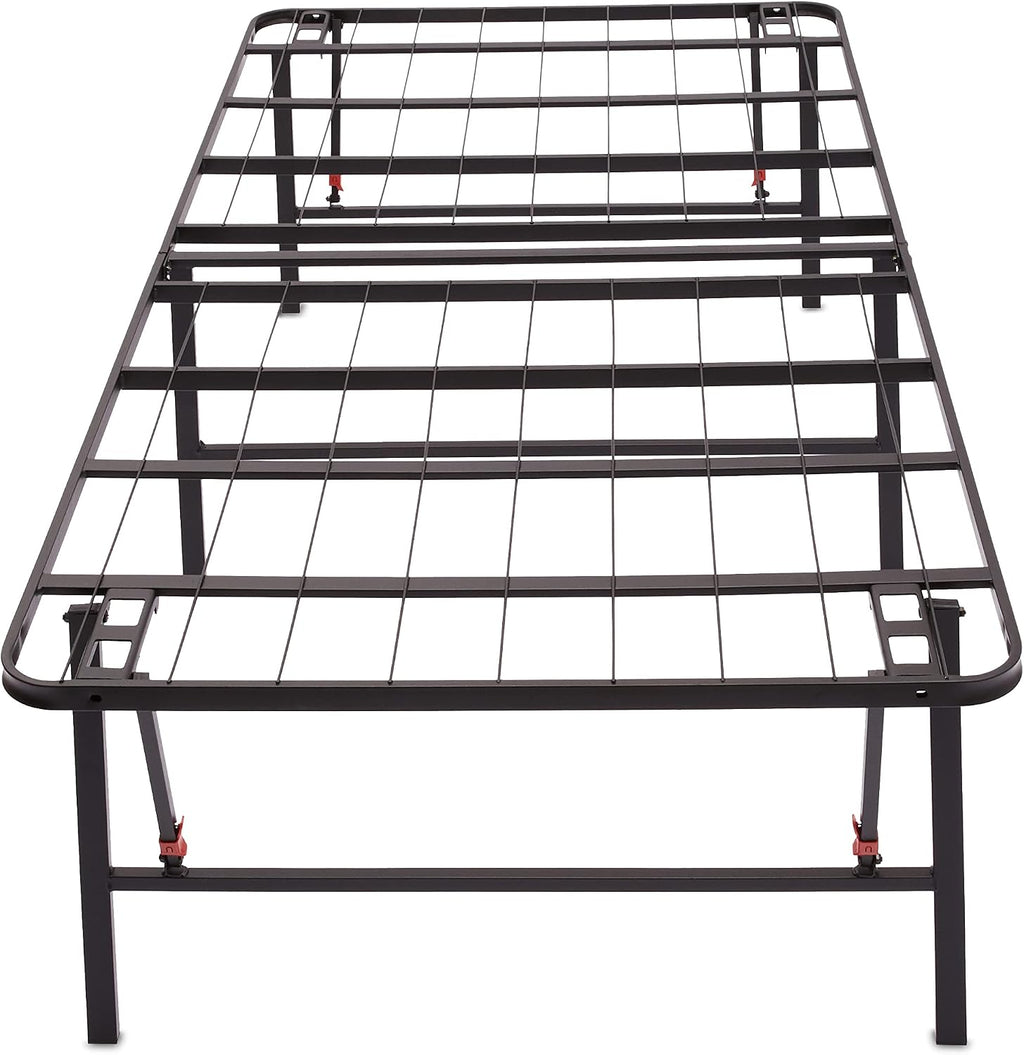 Amazon Basics Foldable Metal Platform Bed Frame, Noise-Free Mattress Foundation with Tool-Free Assembly, 18 Inches High, Sturdy Steel Frame, No Box Spring Needed, Twin Size, Black