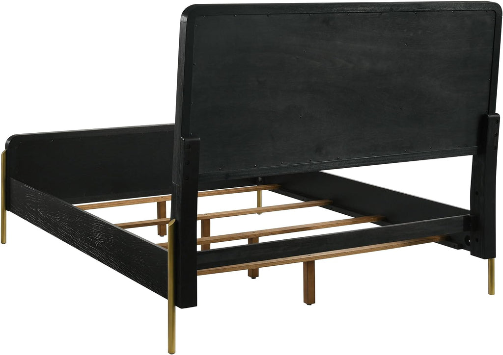 Coaster Home Furnishings Arini Coastal 5-Piece Bedroom Set Natural Cane Eastern King Size Panel Bed Frame 56-inch Headboard Black and Natural 224330KE-S5