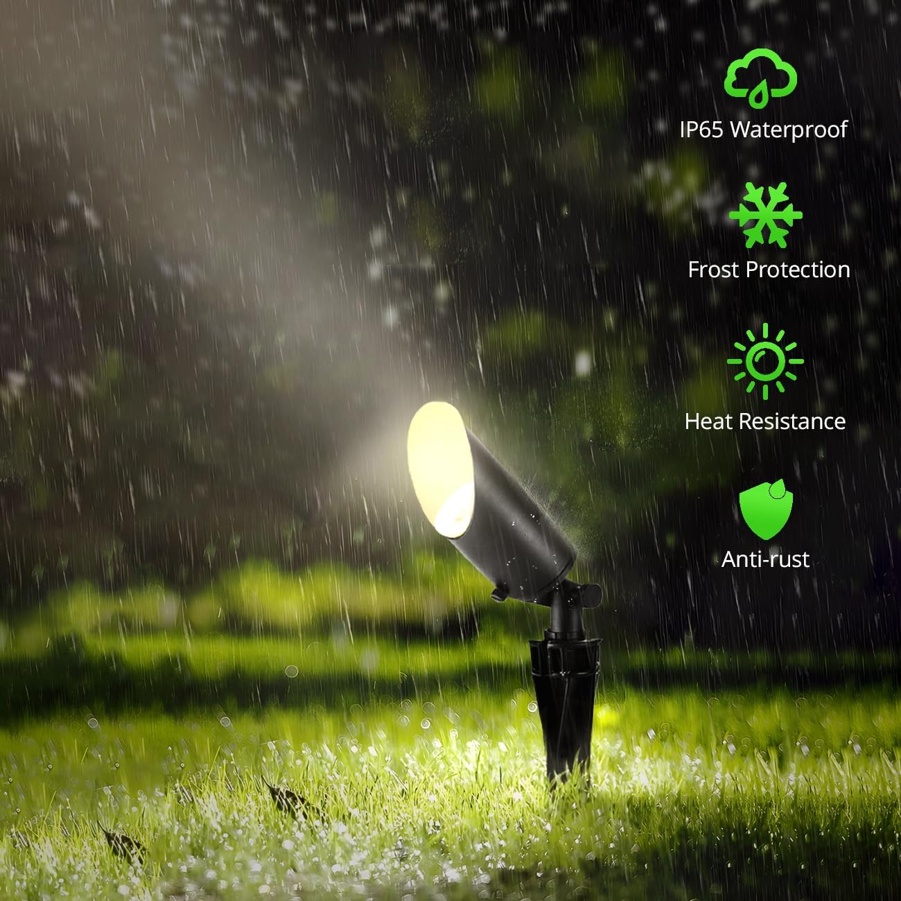 wowlite Landscape Spotlights 4 Pack, ETL Listed Low Voltage Spot Lights Outdoor with 5W MR16 Bulbs, 2700K Warm White Waterproof Up Lights with Ground Stake for House Trees Patio